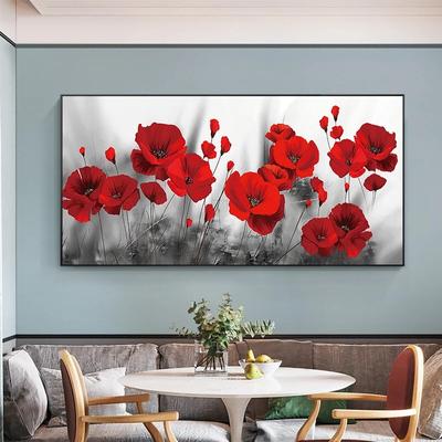 Modern Wall Art Watercolor Red Poppies Flower Canvas Painting Posters and Prints Nordic Style Pictures for Living Room Decor No Frame