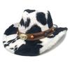 Metal Badge Faux Fur Hat Windproof Cowgirl Hat Vintage Western Cowboy Hat  Winter Wear