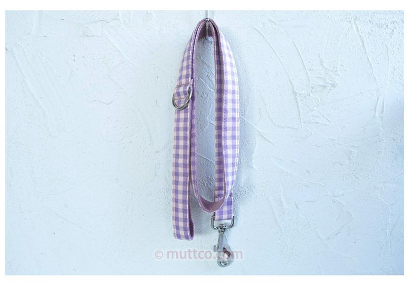 MUTTCO DIY Soft Purple Plaid Dog Collar & Leash Set UDL-101