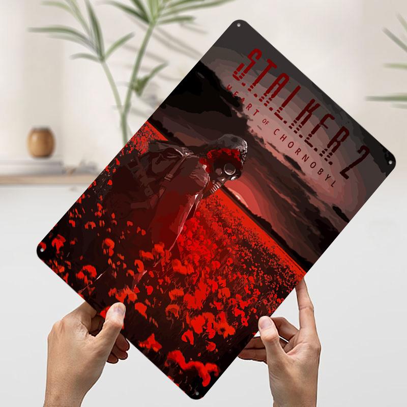 

STALKER 2 Сердце Чернобыля Жестяной Плакат Индивидуальное Настенное Искусство Винтажные Ретро Металлические Знаки для Декора Дома Настенный Декор Комната 7.9x11.8In(20x30cm)