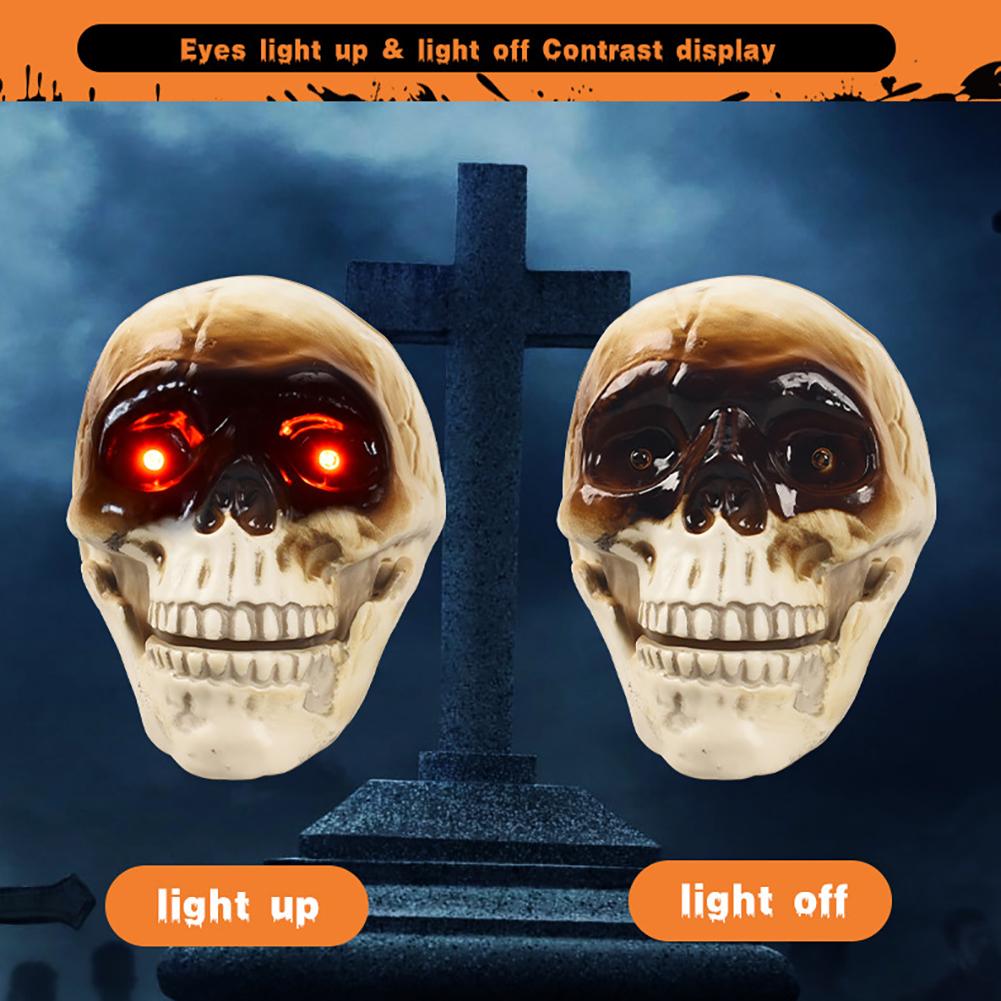 Motion Sensor Animated Skull Head with LED Scream Halloween Prop for Yard/Ghost House Realistic Scream & Glowing Eyes for Horror Theme