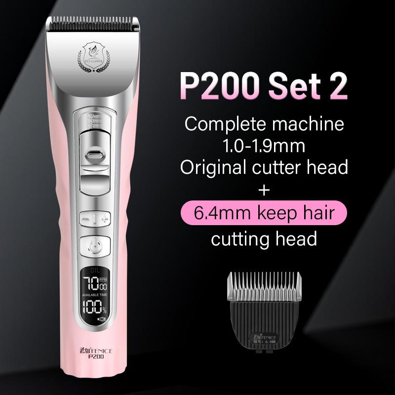 Fenice Sakura Pink Dog Hair Cutting Machine 5000mA Capacity LCD Screen Pet Dog Grooming Clipper Rechargeable Shaver Set2