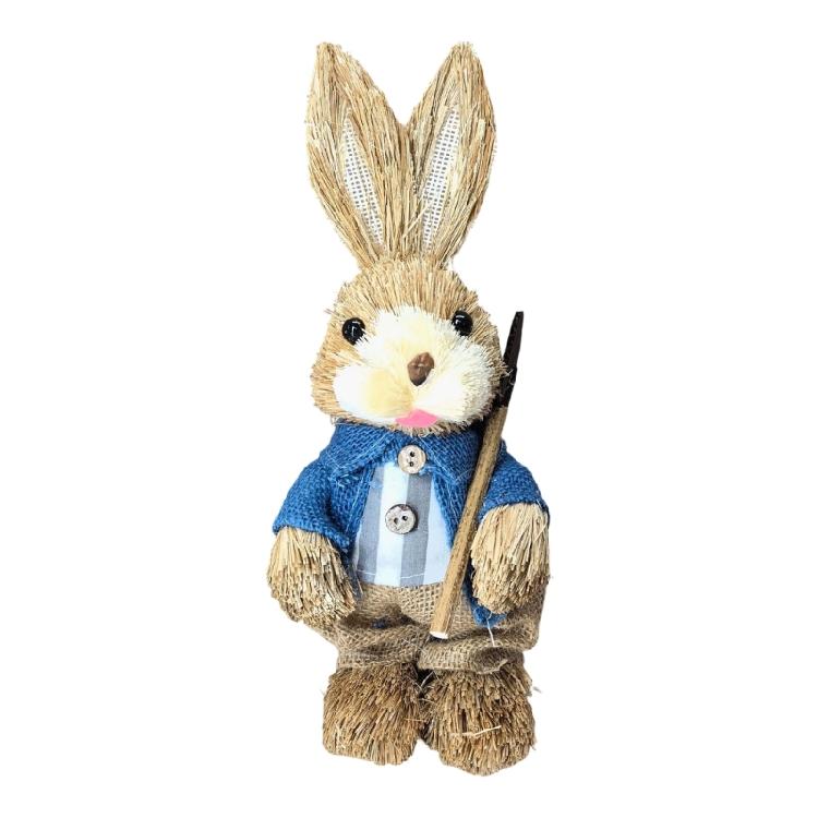 

Seasonal Grass Handwoven Easter Rabbit Figure Delicate Handmade Craft Ornament For Holiday Table Centerpieces