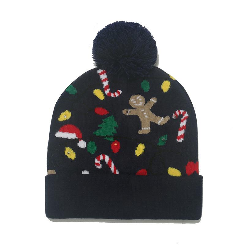 2025 autumn and winter new knitted hat Christmas holiday party LED light Christmas hat