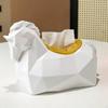 Horse Shaped Tissue Box Chinese Chic Astrological Desktop Ornament Prosperity Symbol Geometric