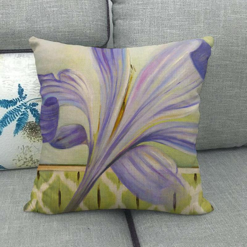 Colored Flowers In An Oil Painting Digital Printing Short Plush Pillow Covers For Car Sofa Office Cushion Cover Home Goods