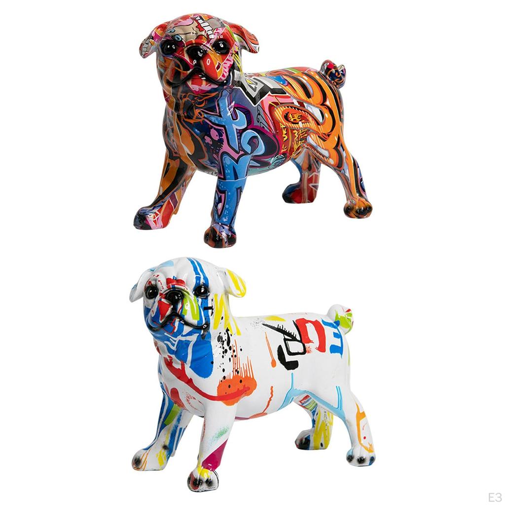 Colorful Graffiti Statue Animal Ornament Sculpture Resin Dog Art Figurine Artwork for Living Room