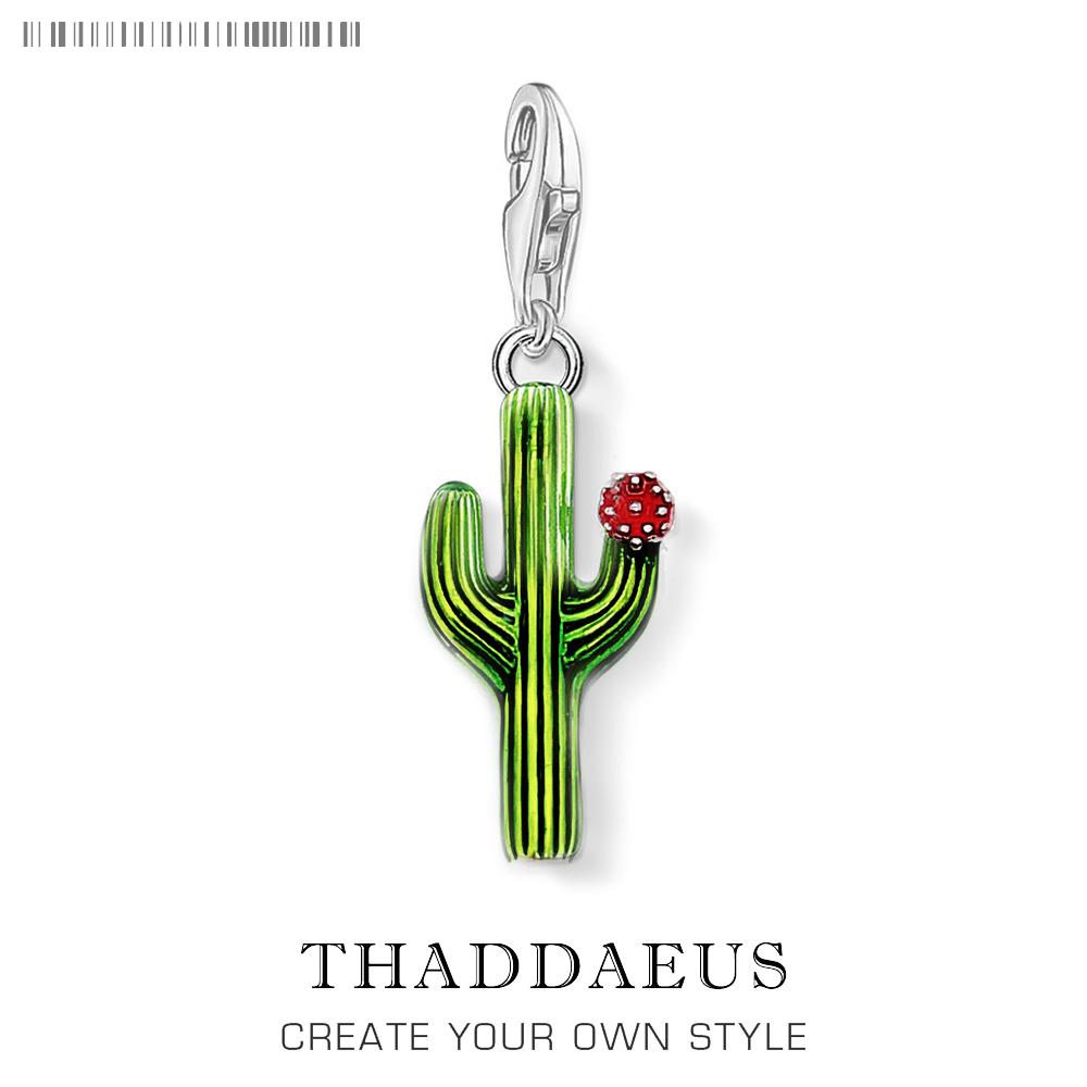 

Cactus With Flower Dangle Charm Pendant For Women Girls Trendy 925 Silver Jewelry
