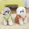 Spring Summer Pet Dress Ruffle Flying Sleeves Tulle Bow Floral Print Small