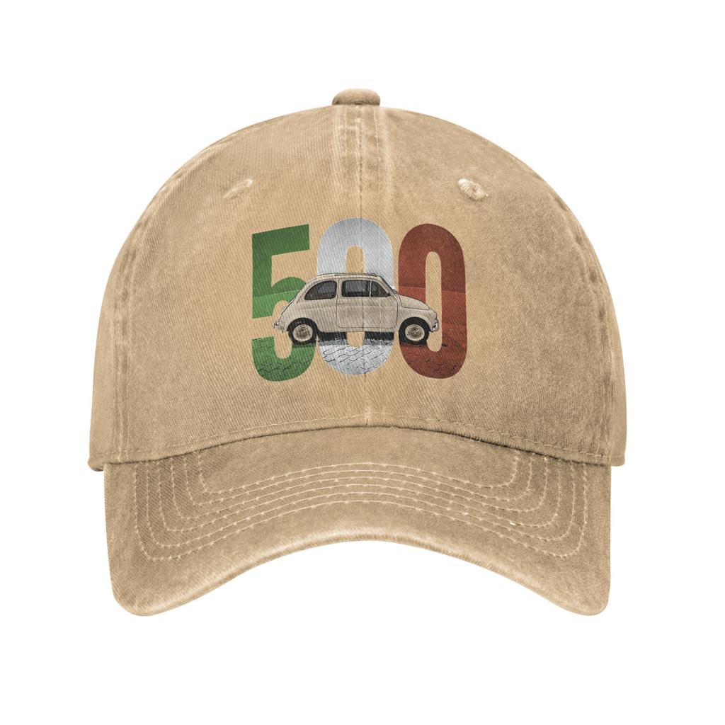 Der Klassische Fiat 500 auf Weißem Denim-Cap Lässige Baseballkappen Verstellbarer Hut Sommer Unisex Baseballkappen
