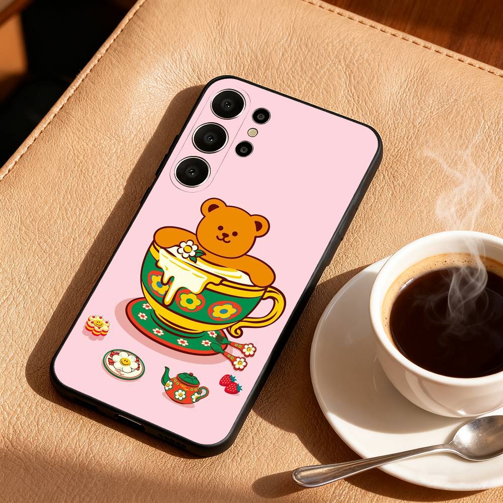 CUTE W-Wiggle C-Cookie Phone Case For Samsung S26,S25,24,23,22,30,21,10,9,Ultra,Plus,Lite,Black Soft Case