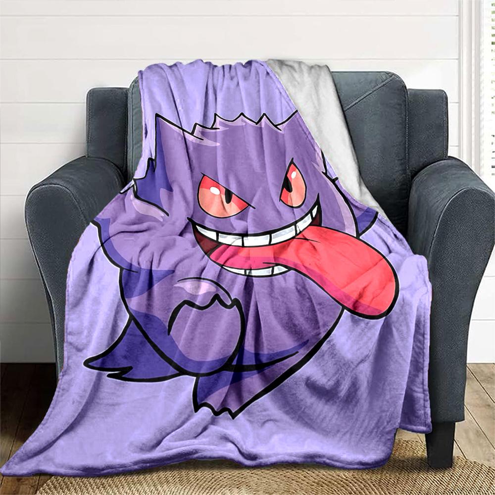 Mischievous Purple Ghost Flannel Blanket Super Soft Warm Cozy Blanket for Sofa Bed Office Travel All‑Season Home Decor Gift