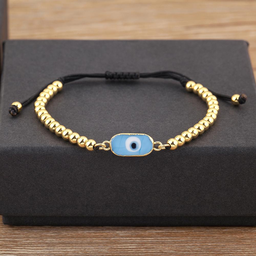 Nidin New Popular Irregular Geometric Evil Eye Chain Bracelets Adjustable For Women Wedding Party Jewelry Wholesale Accessories светло-синий