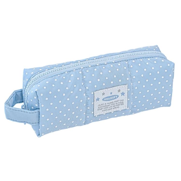 Dotted Print Pencil Bag High Capacity Cloth Pencil Case Multi Compartments Zippered Pen Storage Bag for Student Teen
