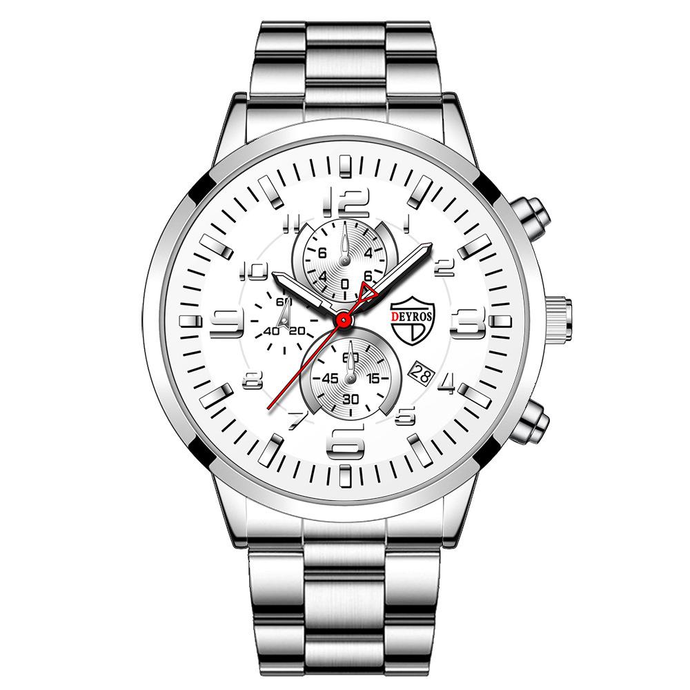 Watch Men'S Quartz Watch Stainless Steel Strap Calendar Luminous
