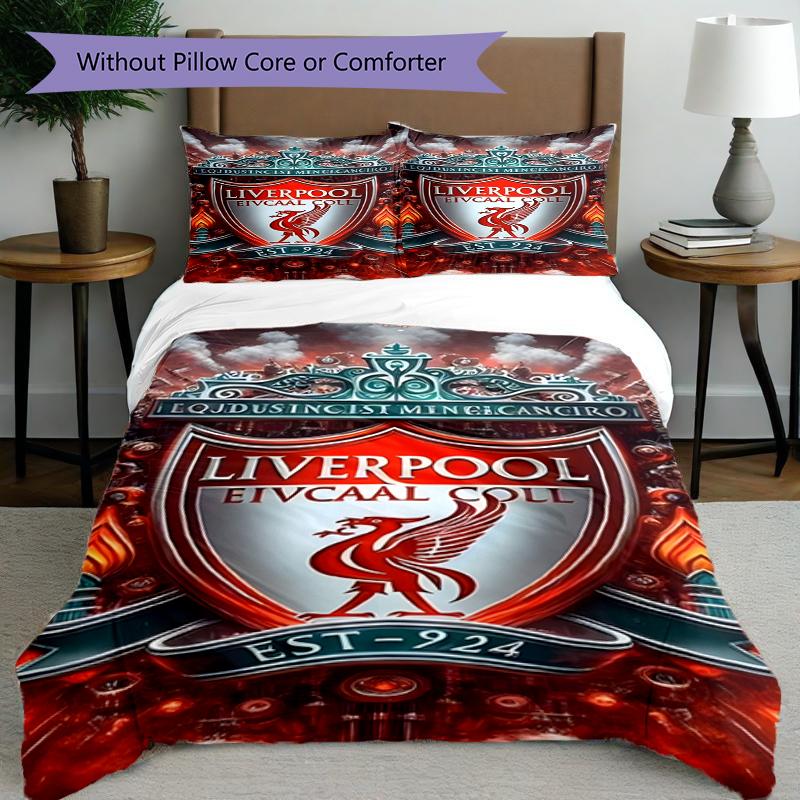 Set copripiumino 3 pezzi (1*Copripiumino + 2*Federe, Senza Nucleo),Set Biancheria da Letto con Stampa Liverpool F.C, Decorazione Camera da Letto, Per Tutte le Stagioni, Regalo di Compleanno