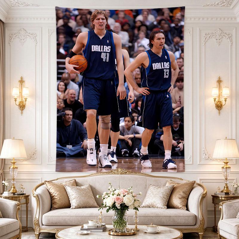 Dirk Nowitzki Steve Nash Dallas Mavericks 41 13 Court Photo NBA Art