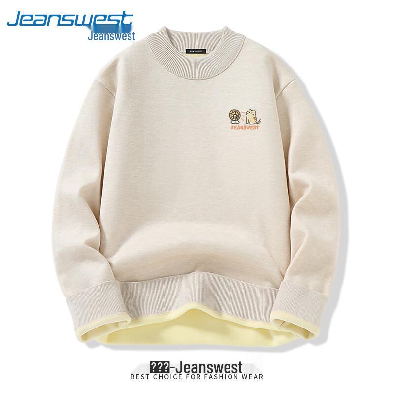 Pull Tricot Unisexe Hiver Jeanswest Imprimé Chat Col Semi-Haut Plus Velours