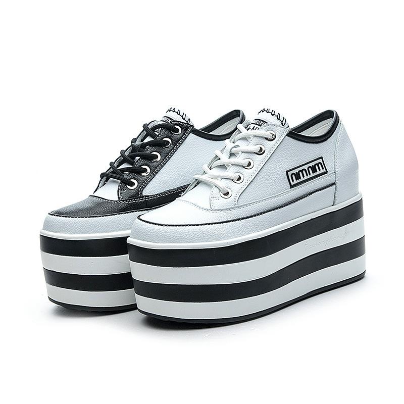 Fashion Fashionable Women's White Wedge Casual Shoes Spring Autumn New Arrival with Thick-soled Platform and Internal Height Increase
