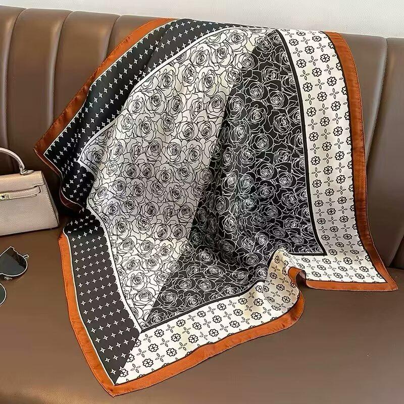 High-End Retro Korean-Style Silk Square Scarf: Versatile Fashion Accessory for Women