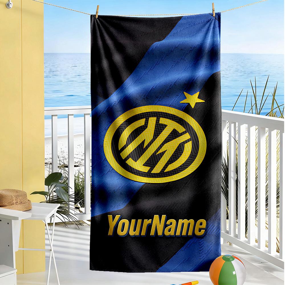 Inter Milan Customize Text Beach Towel Super Soft & Absorbent Suitable for Sports Travel Swimming Yoga Bathroom Beach And Pool