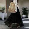 ZANZEA Gonna da Donna Casual a Vita Elastica Larga con Inserti in Rete e Tulle