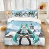 Anime Kawaii H-Hatsune Miku Bedding Set Duvet Cover Pillowcase Bedroom Decoration Full Size Youth Kids Girl Boys Birthday gift