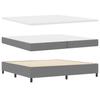 LED Box Spring Bed in Light Grey and White 200 x 200 cm Cord Fabric
