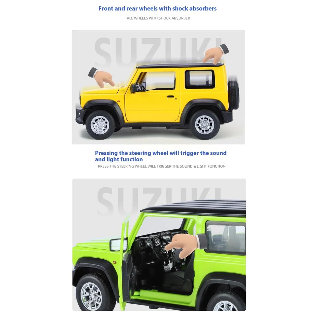 1/24 Suzuki Jimny Off Road SUV Alloy Diecast Model Vehicle Sound & Light Collection Display Hobby Decoration Gifts for Boyfriend