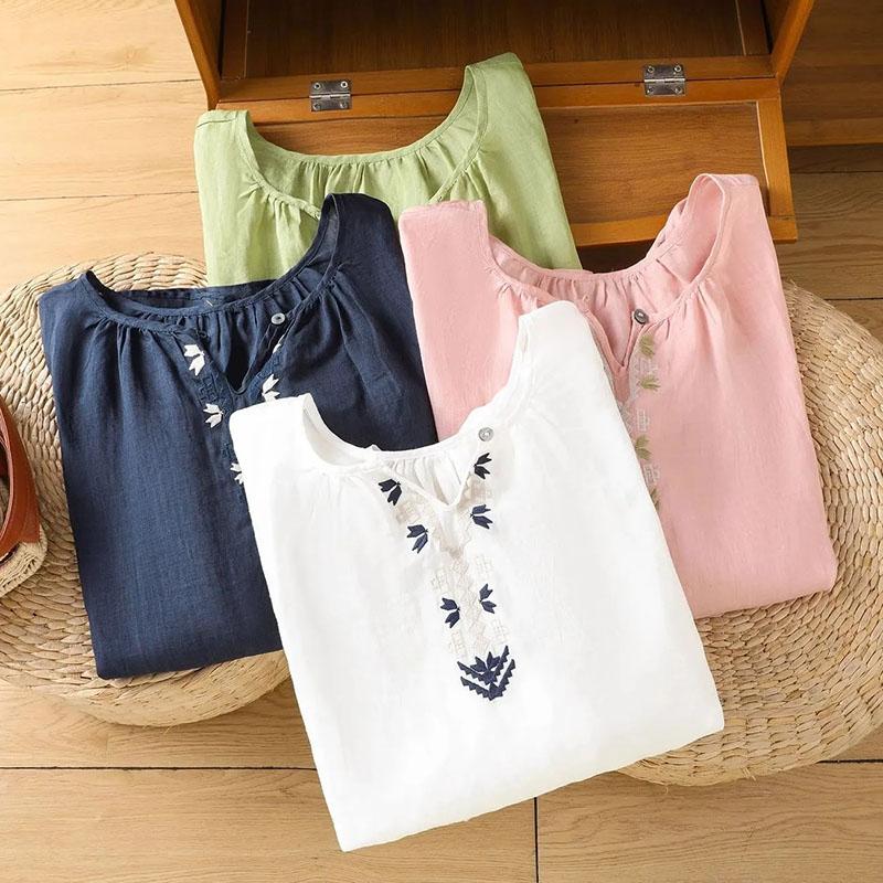 T-shirt for Women Summer Cotton T-shirt Soft Loose Casual Comfortable Pullover T-shirt Top