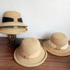 Cappello a Tesa Larga in Paglia Francese con Fiocco - Tesa Arrotolata Elegante Cappello da Sole per Donne Estate