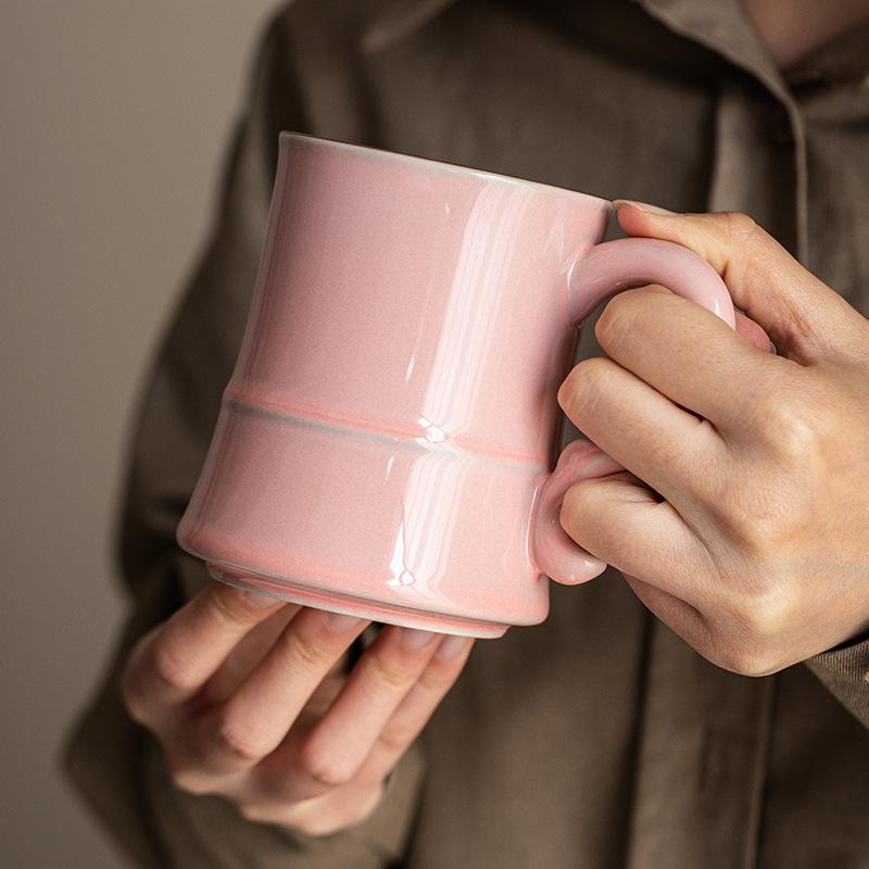 Elegant Pink Ladies Ceramic Mug - Tea & Water Separation, Perfect for Home, Office, or Personal Use