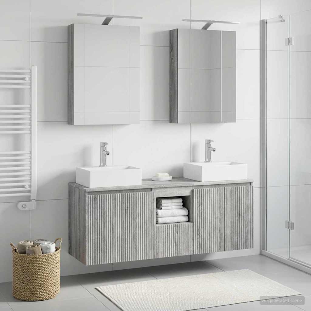 5 Piece Bathroom Cabinet Set Gray Sonoma Wood Based Material