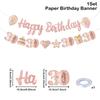 Rose Gold Happy 18th 21th 30th 40th 50th 60th Birthday Banner Happy Birthday Party Decoration Kids Adults Favors Hanging Pendant