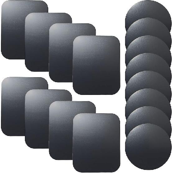 SALEX Replacement Metal Plates Set for Magnetic Car Phone Holders, Wall & Air Vent Mounts, Cases, Magnets. Kit of 4 Black Round Iron Discs Without