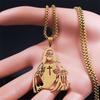 Stainless Steel Catholic Jesus Cross Pendant Necklace for Women Men Gold Color Holy Christian Chain Jewelry collar N7022S02