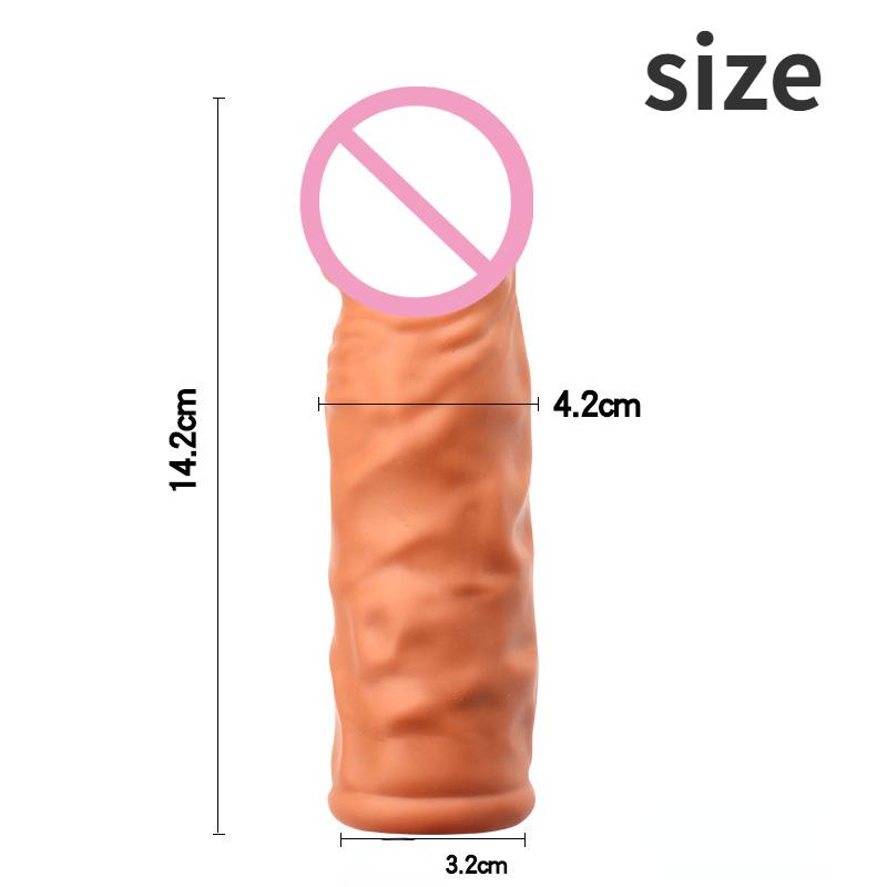 14.2cm Penis Enlargement Sleeve Hollow Penis Sleeve Thick Extender Condoms Sex Toys for Men Delay Ejaculation Adult Toys