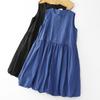 Women's Casual Japanese Blue Sleeveless Lantern Dress