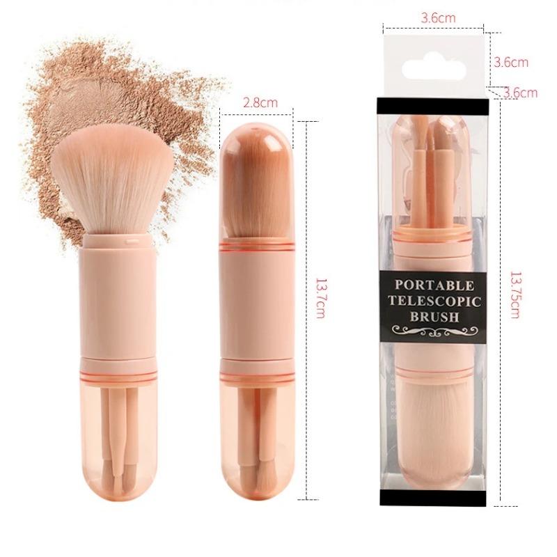 4 In 1 Telescopic Makeup Brush Portable Travel Makeup Brushes Set Eyeshadow Loose Powder Mini Makeup Brush Beauty Tools