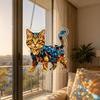 Cat Stained Glass Pendant with Easy Hang Style Suncatcher Acrylic Metal Chain Window