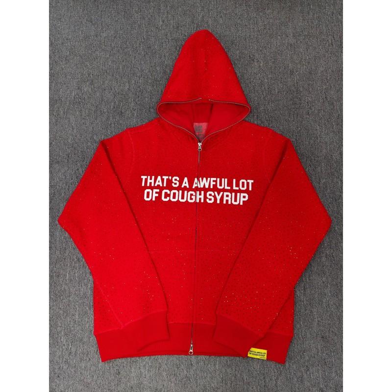 Thats A Awful Lot Of Cough Syrup Hoodie Mens Rhinestone Zip Up Hooded Sweatshirt