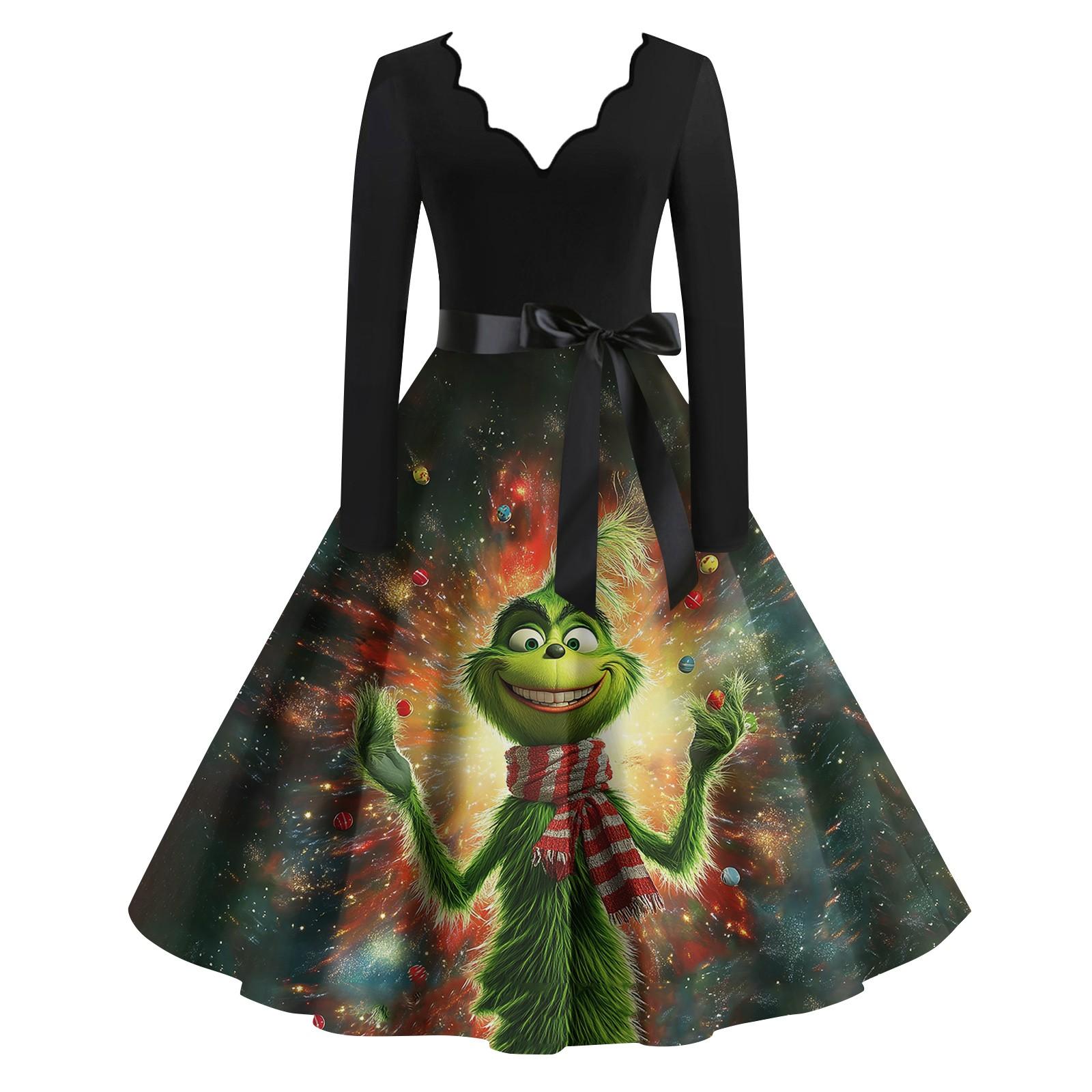 

Женское повседневное модное платье с длинным рукавом и принтом, вечернее повседневное платье с V-образным вырезом и вырезом XL жёлтый