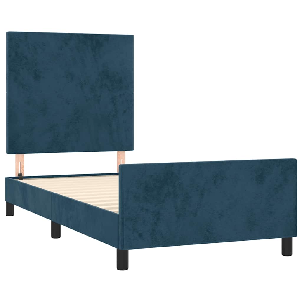 Bed Frame without Mattress Dark Blue 90 x 190 cm Velvet