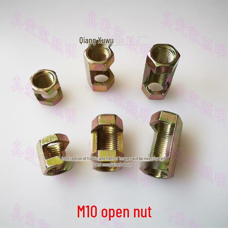 

M10 Hexagonal Notched Open Nut for I-Beam Lighting Fixture Connectors M10 Open Nut 15mm Height