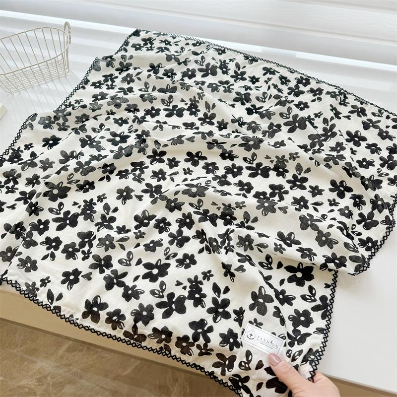 Square Scarf Women High Quality Bandana Female Headkerchief cotton linen Feeling Neckerchief Hijab Shawl Warps Summer Scarves