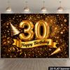 Sfondo Nero Oro 2D per il 30° Compleanno per Fotografia Decorazioni Festa Happy Birthday