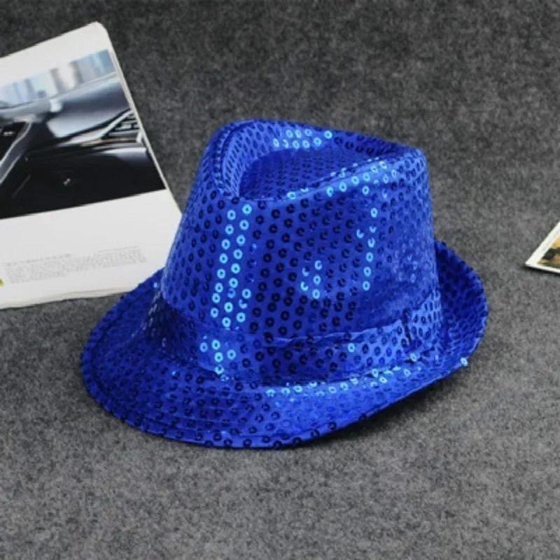Fashion Creative Style Hats Dance Show Partys Jazz Hat Glitter Sequin Cowboy Cap Beading Hat Role Plays Prop Performance Costume