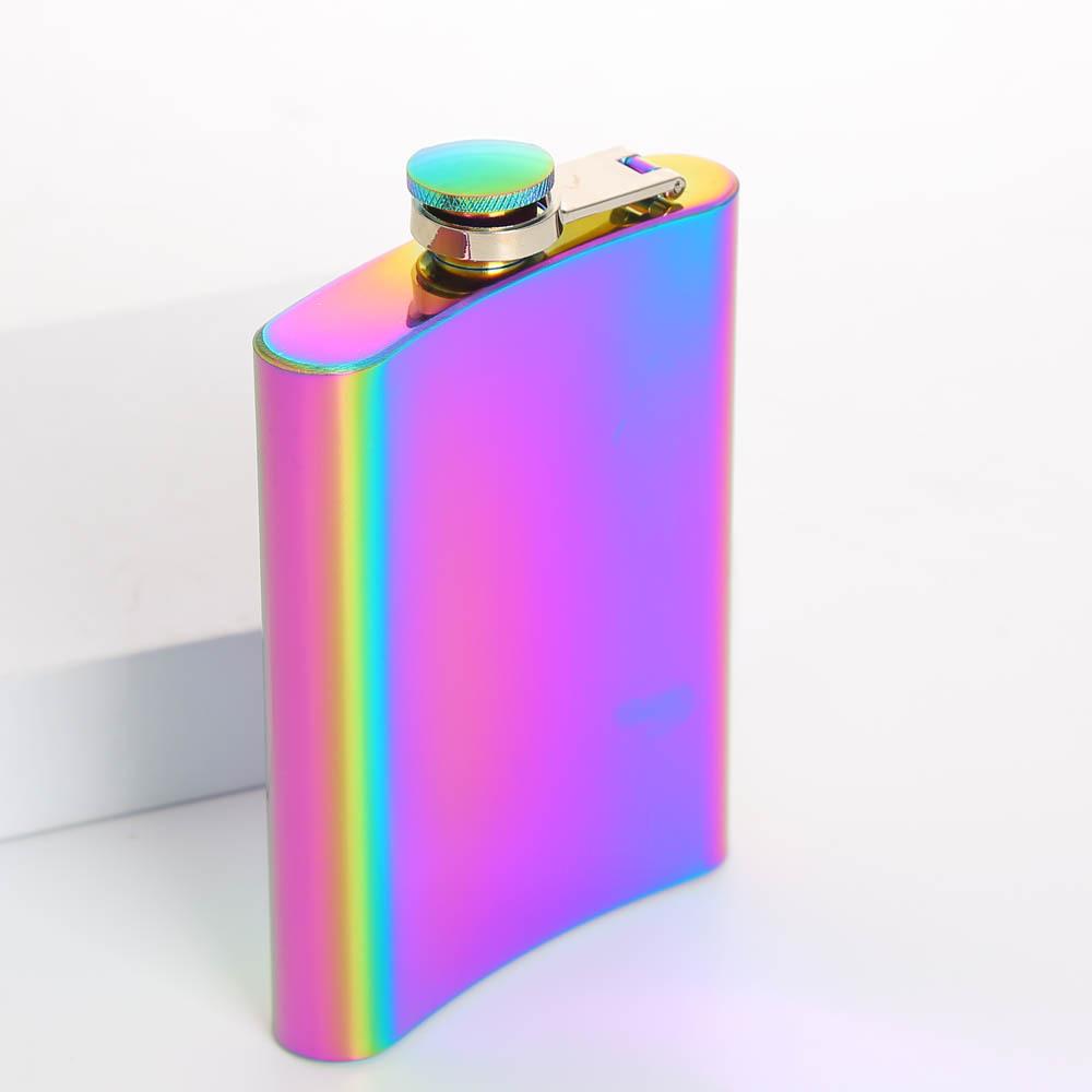 Colorful 8oz Stainless Steel Hip Flask With Free Funnel Whiskey Wine Bottle Retro Alcohol Pocket Flagon Portable Drinkware New