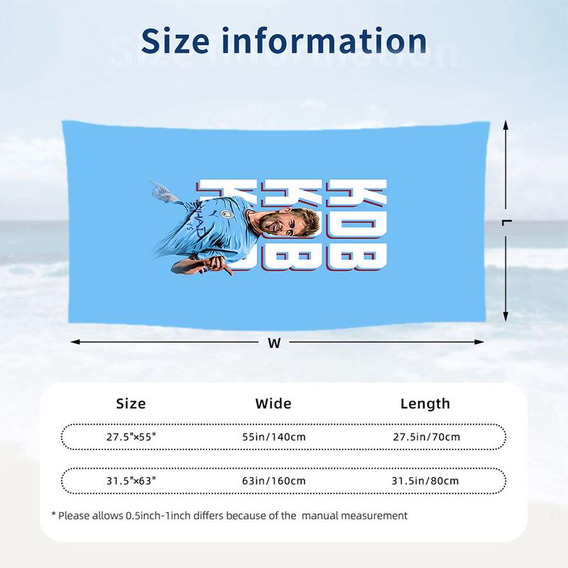 Kevin De Bruyne Beach Towel Soft Microfiber Summer Towel Quick Dry Absorbent Towel for Beach Swimming Pool Travel