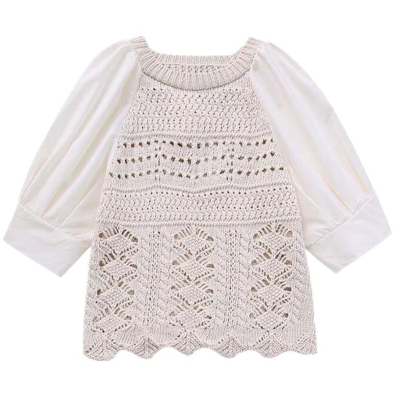 Fashion Style Autumn New Women's Clothing Stylish Short All-Match Patchwork Sleeve Knitwear 6427109 712